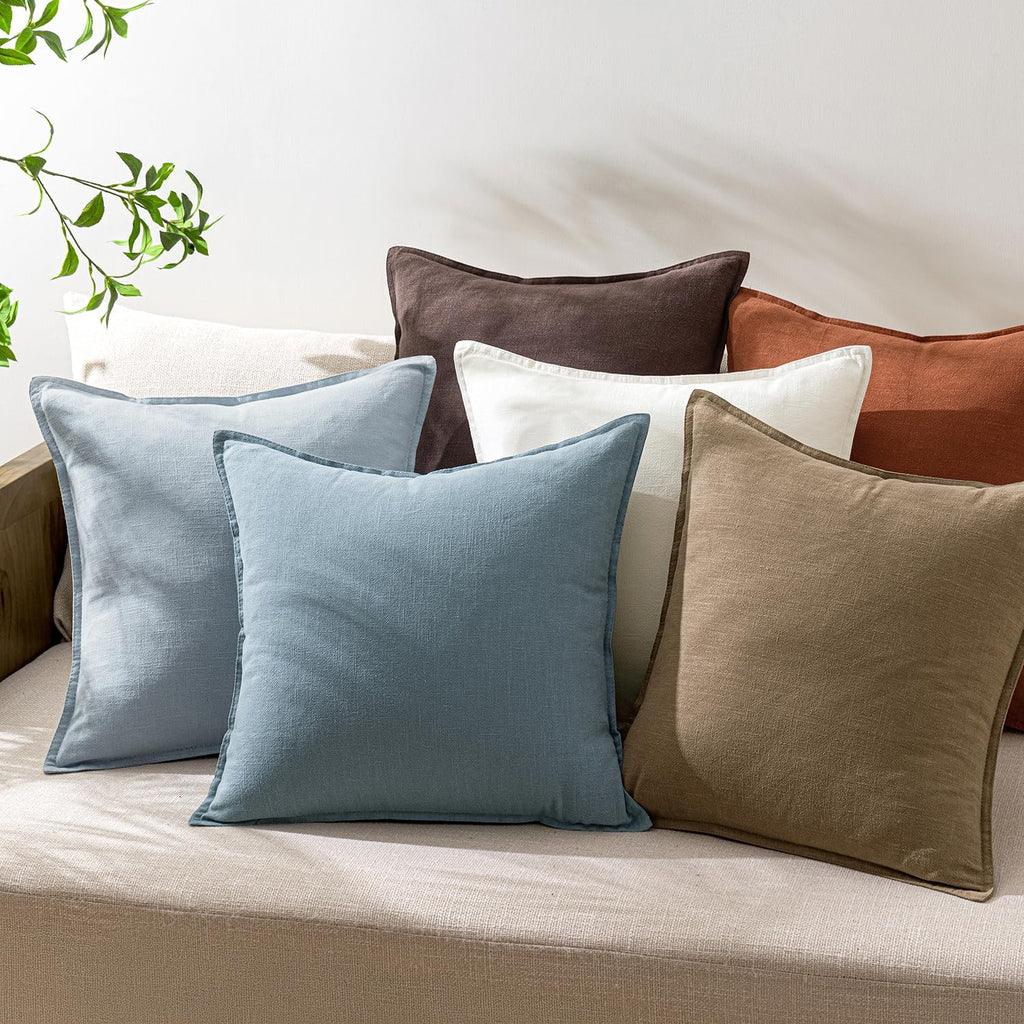26x26 Inch Set of 2 Euro Sham Decorative Linen Solid Throw Pillow Covers Boho Accent Farmhouse Pillowcases Modern