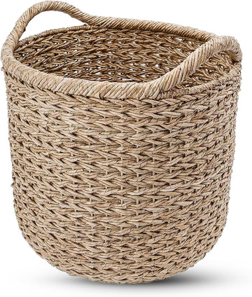 Large Decorative Seagrass Storage Basket, Handmade, Seagrass Basket, Living Room, Blankets, Toy Bin, Extra Storage