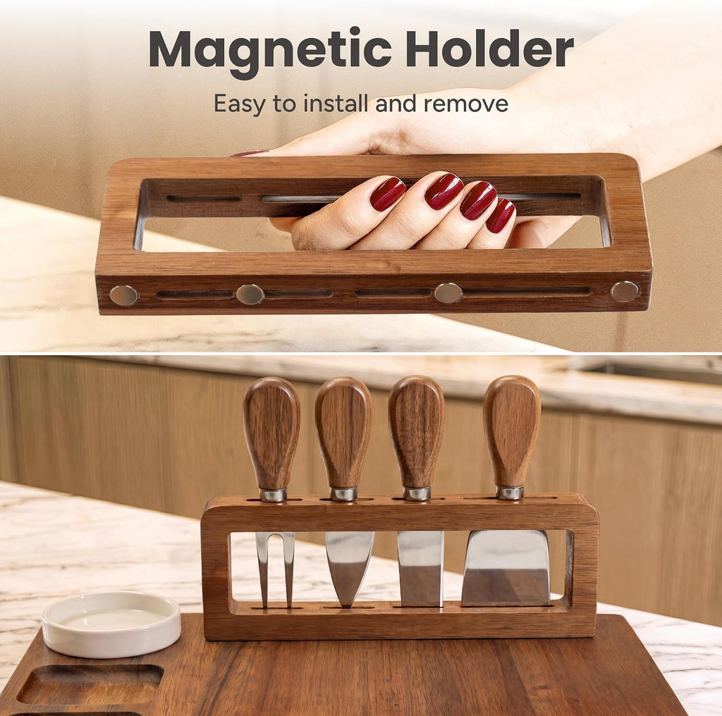 Charcuterie Board Set with Serving Accessories, Large Acacia | Housewarming and Wedding Gift for Women, Perfect for