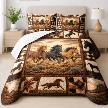 Custom Horse Western Quilt Set Southwestern Bedding Set with Pillow (1, A10)