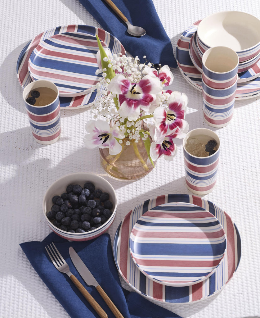 24 Seven Stripe Melamine 12-Piece Dinnerware Set for 4