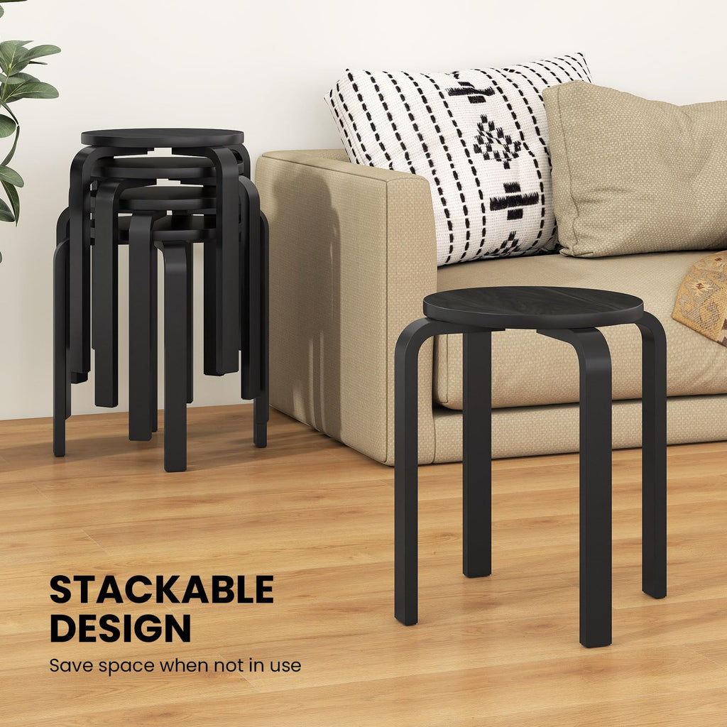 Wood Stackable Stools Set of 4, 18" Round Backless Classroom Stools