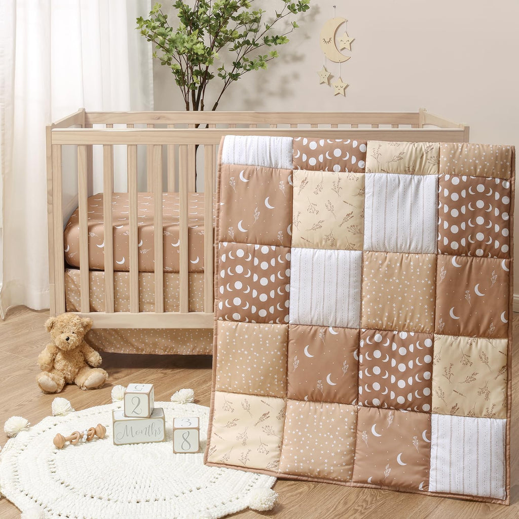 3 Piece Baby Crib Bedding Set for Boys & Girls - Newborn, Infant & Toddler Nursery Bed Set Decor with Fitted Crib