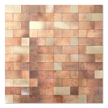 Peel and Stick Backsplash Tile, Stick on Stainless Steel Backsplash Metal Tiles Walls in Copper (12''x12'',10 Sheets)