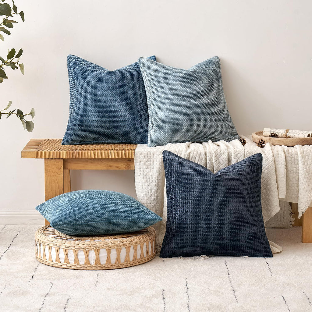 Pack of 2 Coastal Blue Lumbar Throw Pillow Covers 20x12 Inch Summer Modern Boho Accent Decorative Pillow Covers Soft