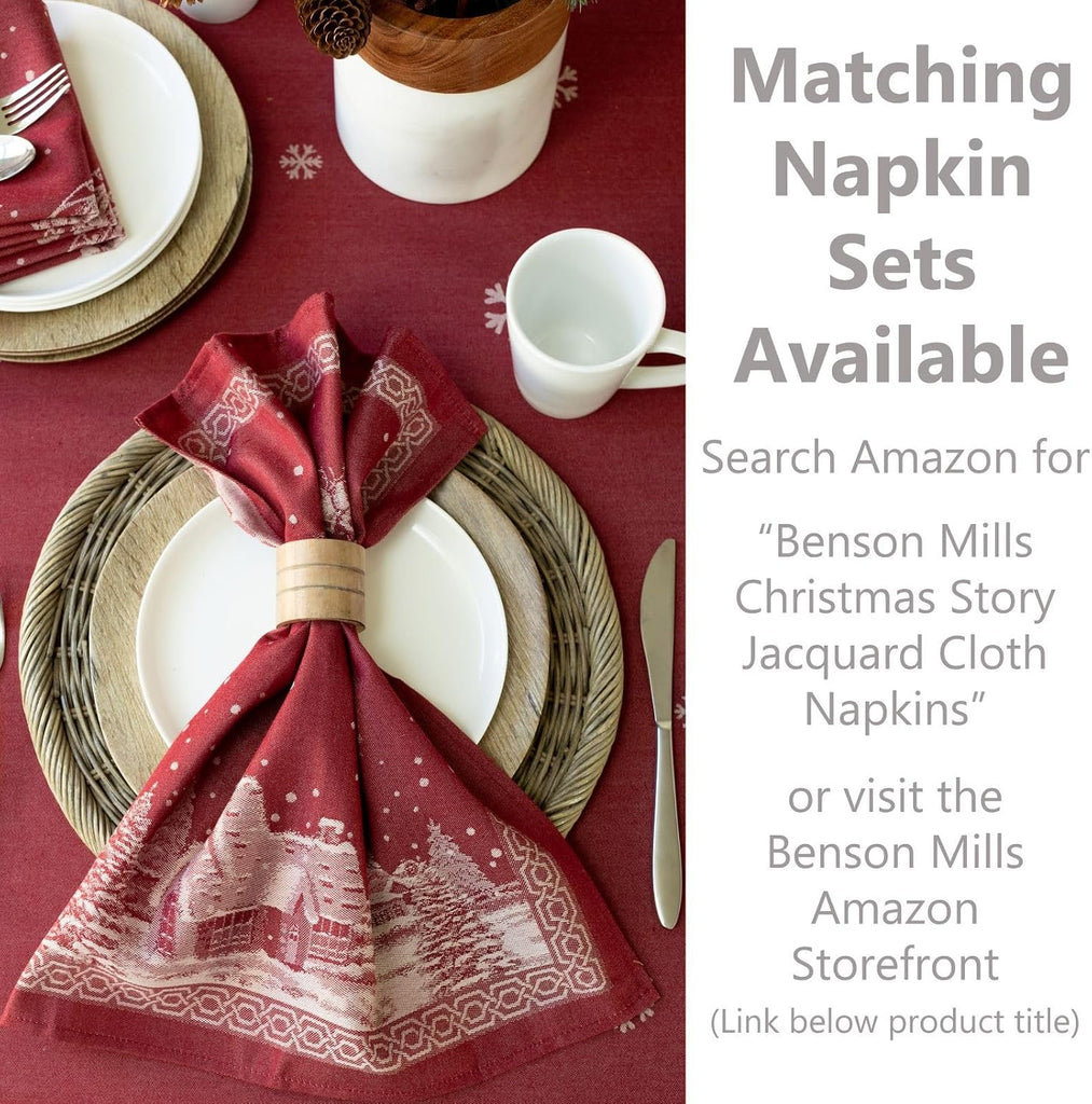 Engineered Jacquard Heavyweight Fabric Table Cloth, Holiday, Winter, and Christmas Tablecloth (Christmas Story, 60" x