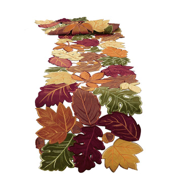 Fall Table Runner, Thanksgiving Table Runner 120 Inches Extra Long, Harvest Leaves Home Decor for Autumn Season
