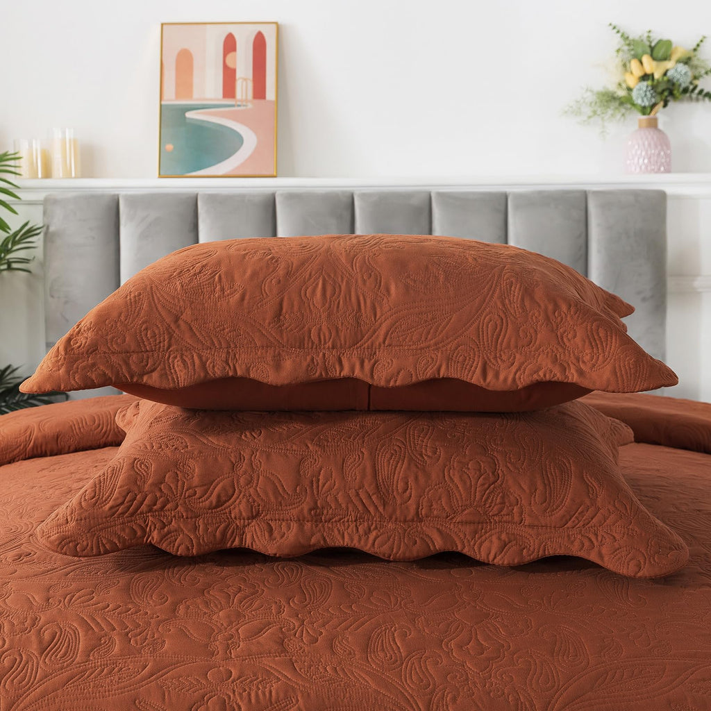 Quilt Bedding Set - 3 Piece Microfiber Quilt Sets Lightweight Bedspreads Reversible Coverlets Retro Bed Cover