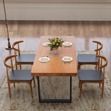 Minimalist Solid Wood Dining Table with Sturdy Metal Base - Easy Assembly, Versatile Design for Dining Rooms, Living