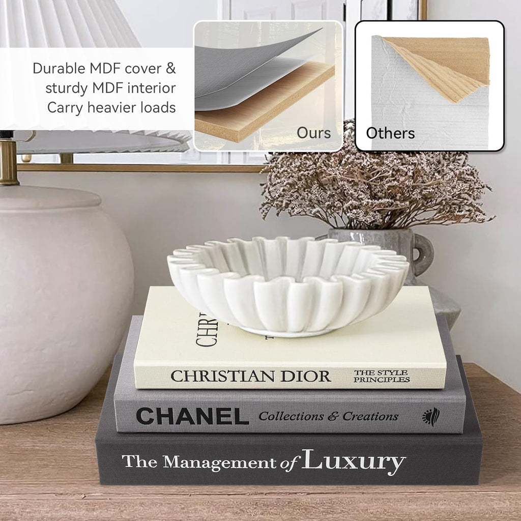 Decorative Books Set of 3, Black-Gray-Beige-Luxury | Coffee Table Home Decor, Living Room Decoration, Photo Storage