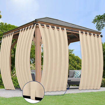 Outdoor Curtains for Detachable Sticky Tab Top Patio Waterproof/Weatherproof, UV and Fade Resistant Outside Curtains
