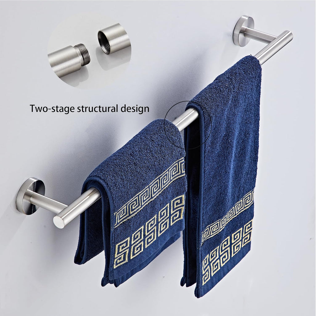 Brushed Nickel Bathroom Hardware Set 5 Piece with Towel Racks , SUS304 Stainless Steel Bath Towel Bar Set, 24 Inch