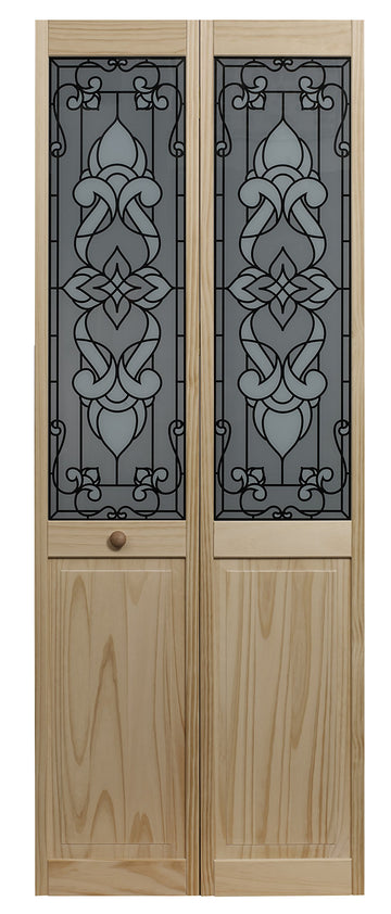 Eternity Half Glass Interior Bifold Solid Wood Door, 24" x 80", Unfinished Pine