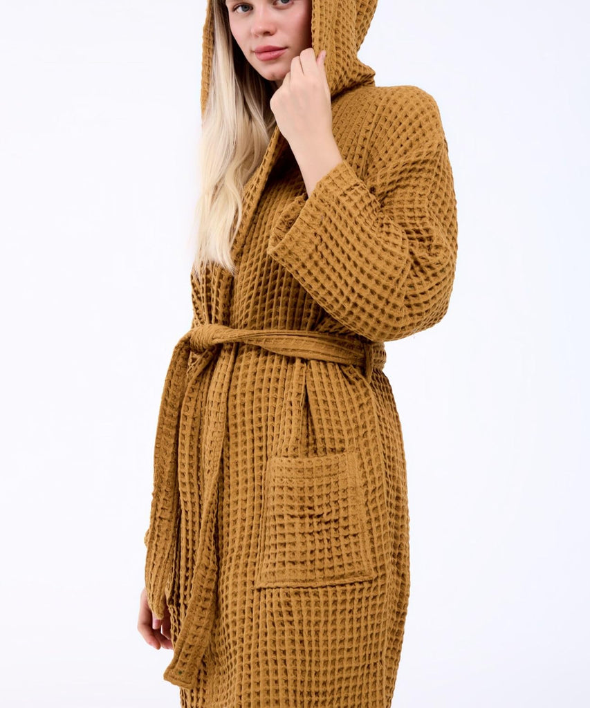 100% Turkish Cotton Waffle Bathrobe for Women