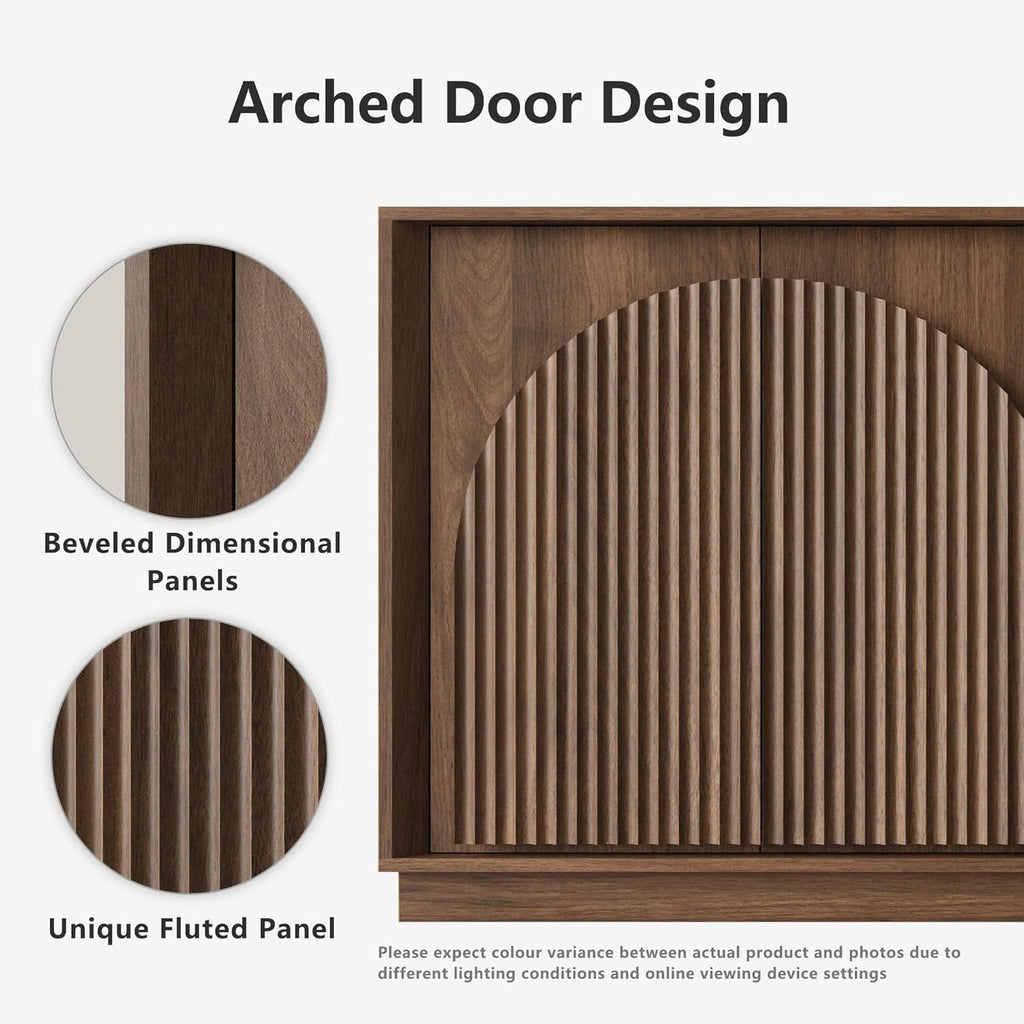 65" Sideboard Buffet Cabinet with Storage, Modular Credenza, Walnut | Modern Accent Cabinet for Living Dining Room
