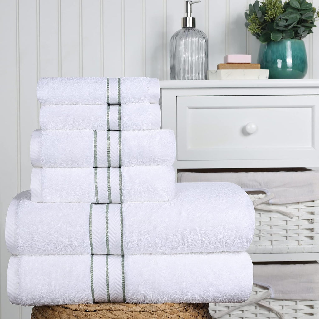 Hotel Turkish Cotton 6 Piece Towel Set, Ultra Plush Spa Quality Heavyweight Essentials , Thick Absorbent and Soft