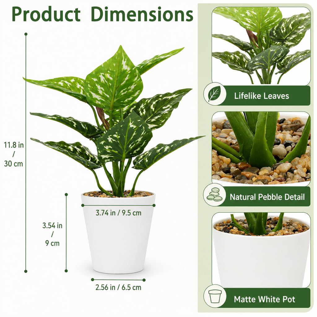 3 Pack Small Artificial Potted Plants Decor