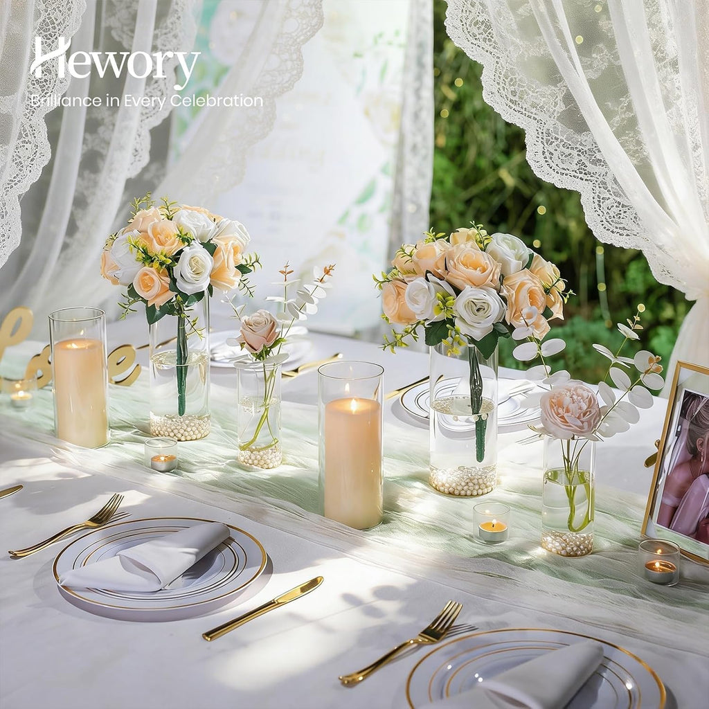 Hurricane Glass Candle Holders: 6 PCS Clear Hurricane Candle Holders for Pillar Candles Floating Candles, Glass
