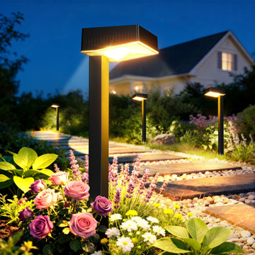 Solar Pathway Lights Outdoor, 8 Pack Garden Lights Solar Powered Path Lights with Focused Beam Lens, 2 Light Modes