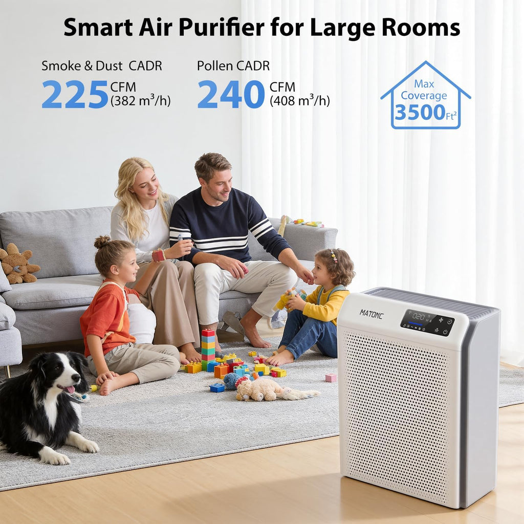 Air Purifier for Home Large Room Up to 3500 Ft², Smart WiFi App Control Air Cleaner with Air Quality