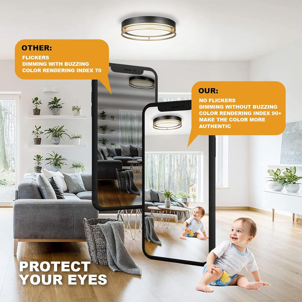 12.5 Inch LED Flush Mount Ceiling Light Fixture, 26W, Super Bright 1700 Lumens, 3 Color 3000K/4000K/5000K, Dimmable