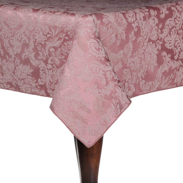 Miranda 60 x 90-Inch Rectangular Damask Tablecloth English Rose Pink