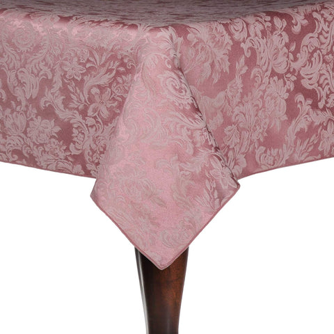 Miranda 60 x 90-Inch Rectangular Damask Tablecloth English Rose Pink