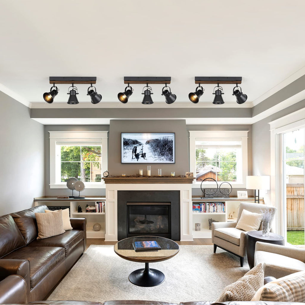 Track Lighting Kit,Black Semi Flush Mount Ceiling Light with 3 Rotatable Light Heads,Modern Farmhouse