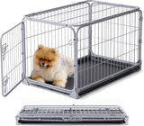 Collapsible Dog Crate for Small Dogs - 30 inch Escape Proof Metal Dog Kennel with Double Door