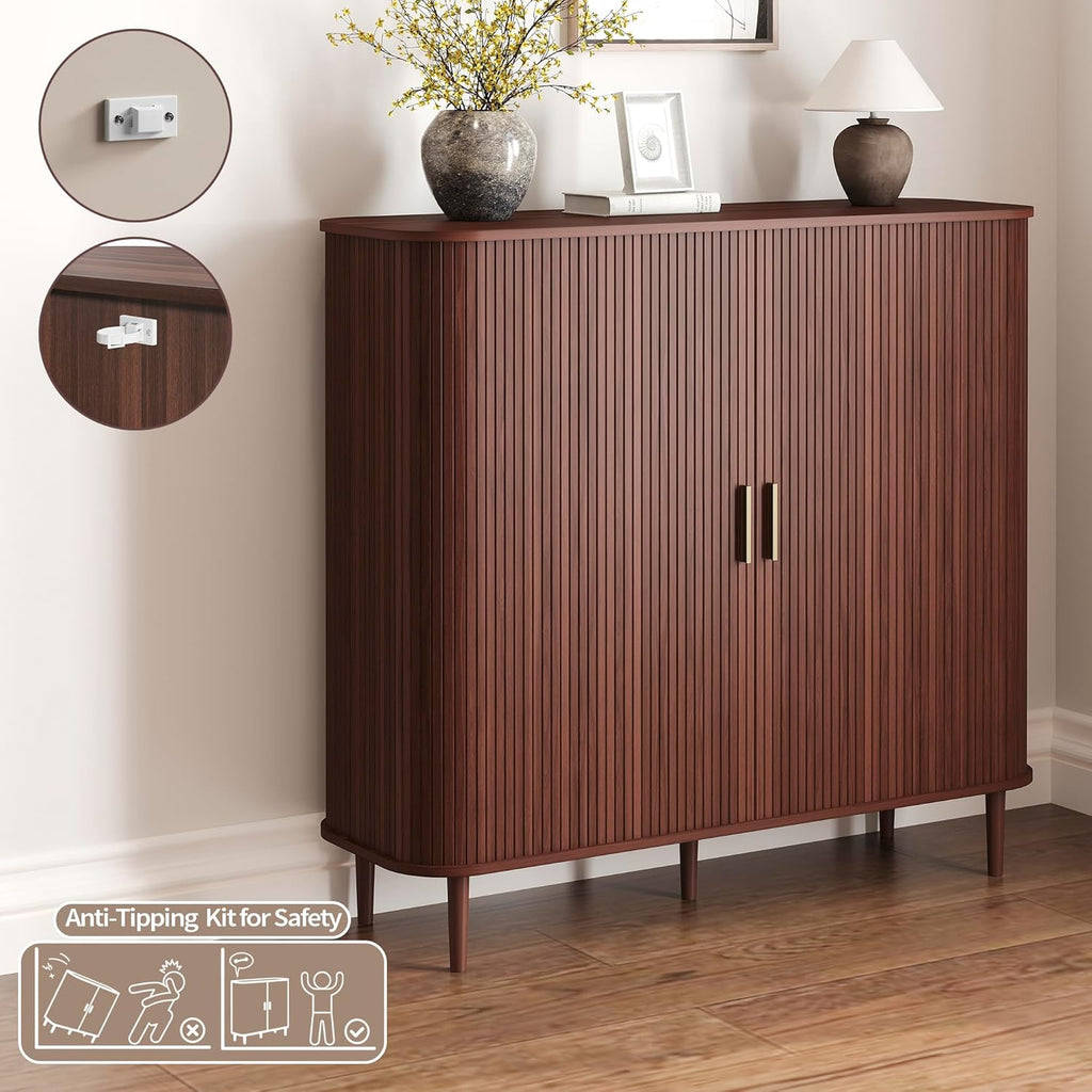 Shoe Storage Cabinet with Sliding Door, 6-Tier Shoe Cabinet with Adjustable Shelves, Modern Freestanding Shoe Storage
