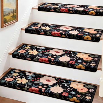 Bullnose for Wooden Steps, Non Slip Stair Carpet 14pcs