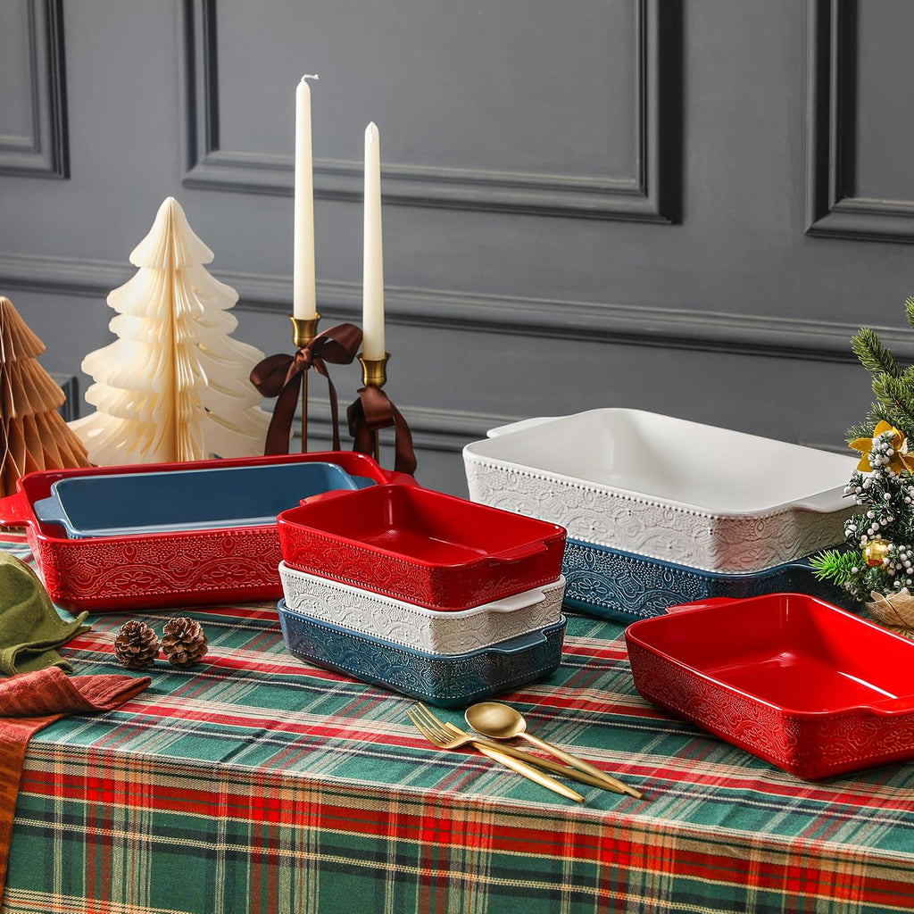 Ceramic Dish Set of 3, Casserole Dishes for Oven, Ideal for , Stewing, Roasting, and Holiday Feasts. The Gift for