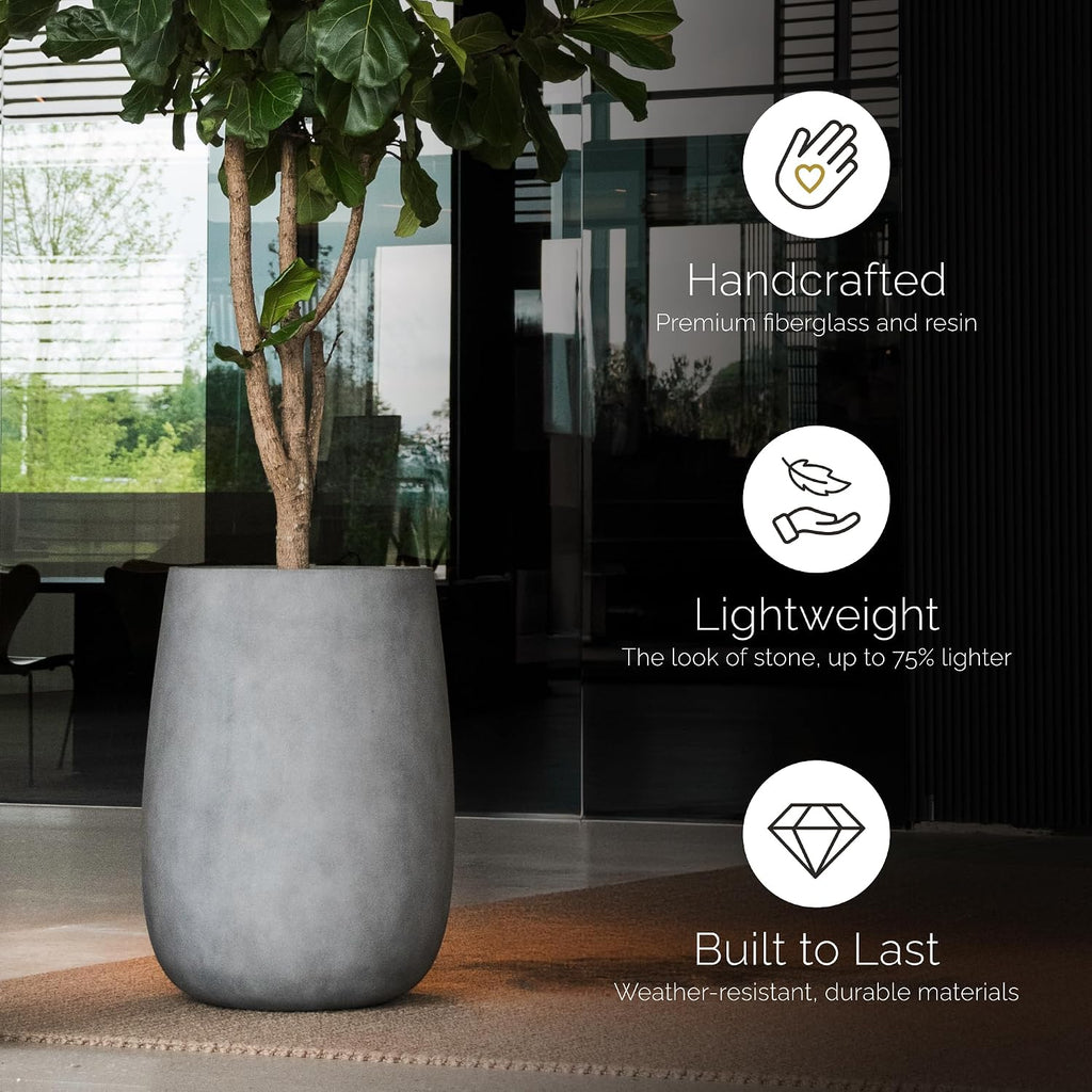 Mondo High Tall Indoor/Outdoor Planter, 22x30in River Stone