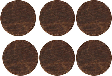 Coaster (3.5 inch) Geniune Leather Tea Coasters for Hot Water, Coffee, Beverage Beer Tea Cup Wine Luxarious - Set of 6