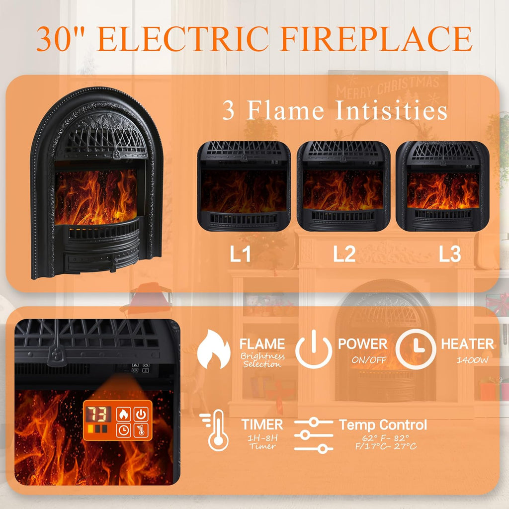 78" Electric Fireplace with Mantel, Electric Fireplace Heater, Fireplaces TV Stand w/Freestanding for TVs Up to 90"