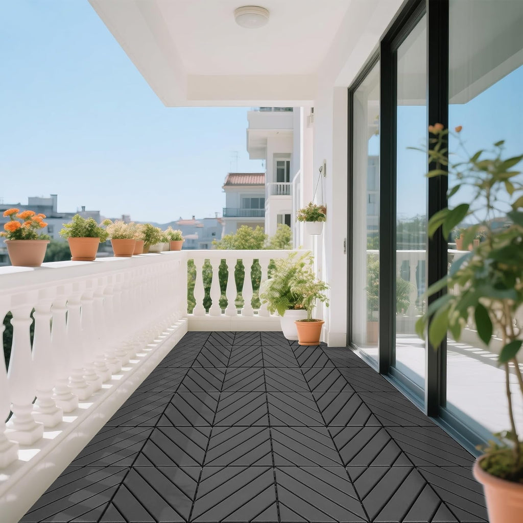 44Pcs Interlocking Deck Tiles, Non-Slip Outdoor Flooring 12" Patio Tiles Outdoor Interlocking All Weather, for Garden