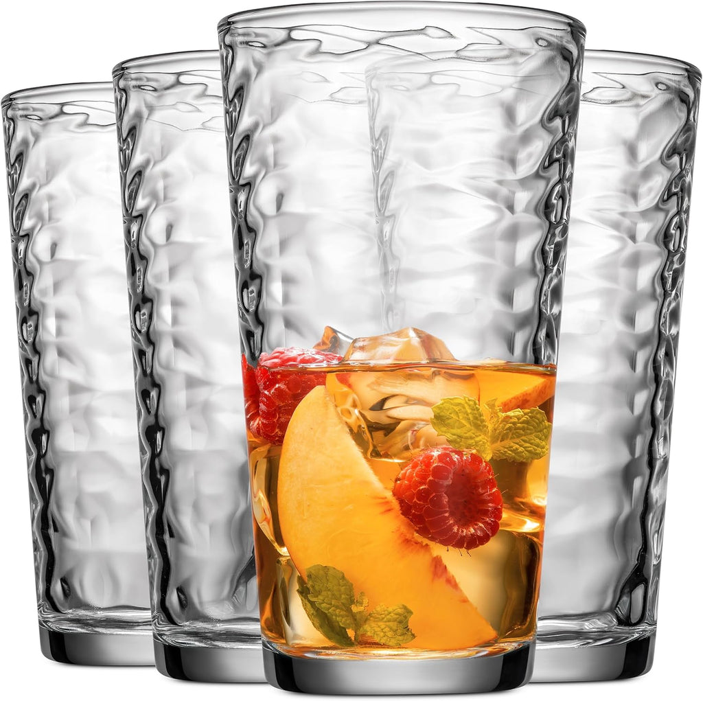 Drinking Glasses Set of 10 Highball Glass Cups, 17 Oz Cooler Glassware. Home and Bar Everyday Basic Drinkware Elegant