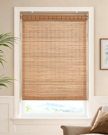 Cordless Bamboo Roller Shade, No Lift Cords, Light Filtering, 36" W x 70" H