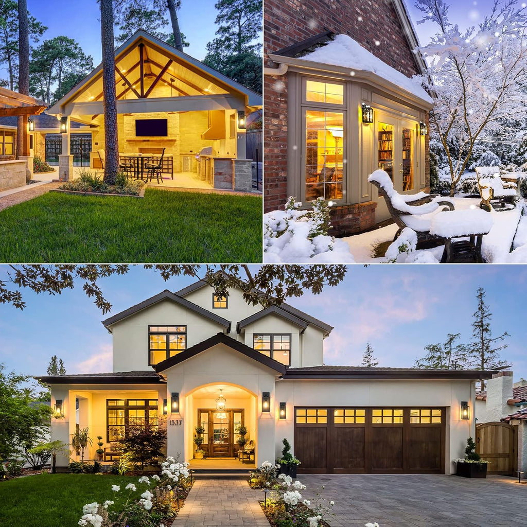 Outdoor Wall Light Fixtures, Exterior Waterproof Wall Lanterns, Porch Sconces Lighting with E26 Sockets & Glass Shades
