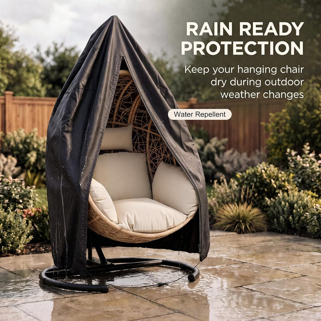 Oversized Hanging Egg Chair Outdoor Indoor, Wicker with Stand 400lbs Capacity , Garden and Balcony (Beige-nest