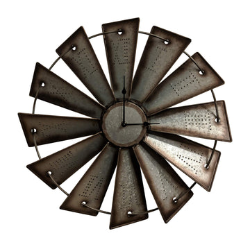 Rustic Farmhouse Metal Windmill Wall Clock (18.5")