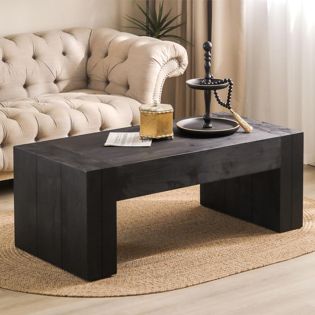 Wood Coffee Table Farmhouse Wooden Coffee Tables, Rectangle Tea Table, Rustic Coffee Table