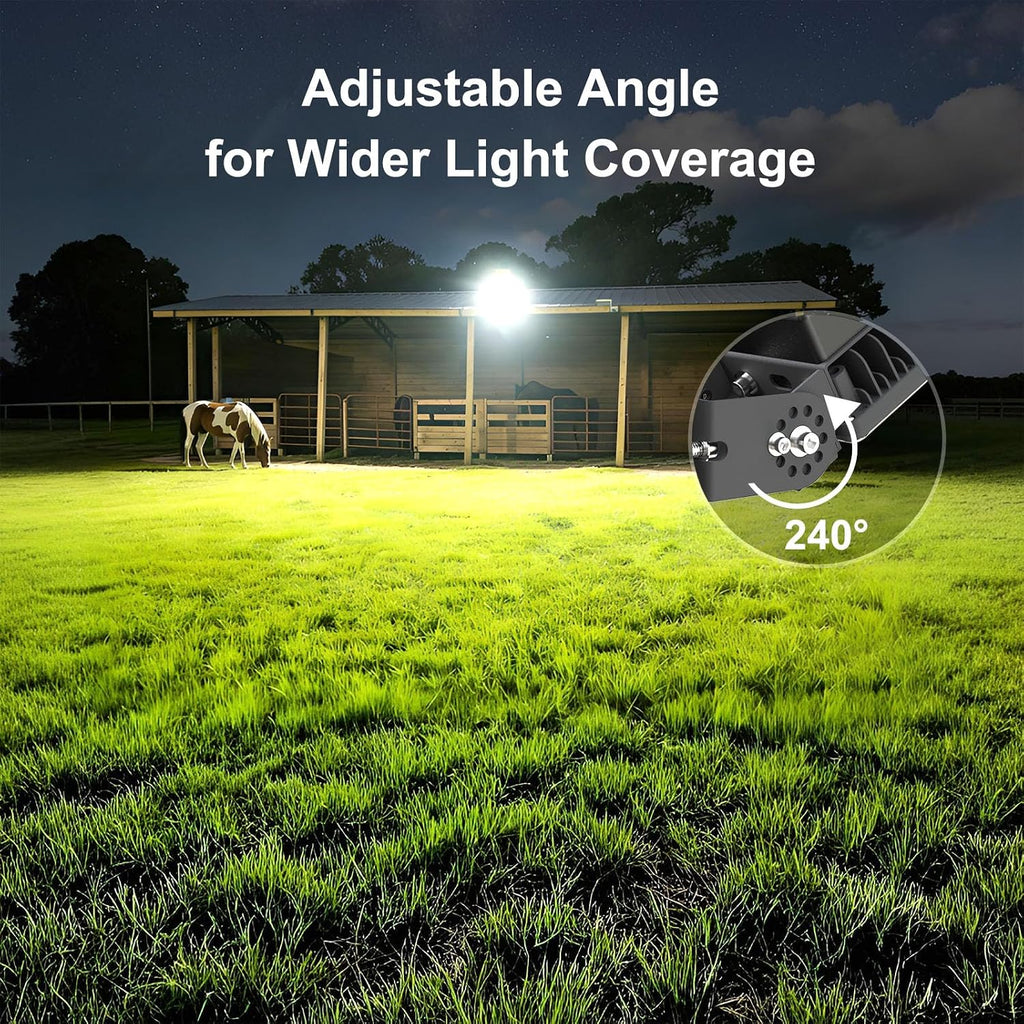 100W Dusk to Dawn LED Flood Light with Remote, 6500K Security Lights | 14000LM, IP67 Waterproof & Rugged, Timer, 10KV