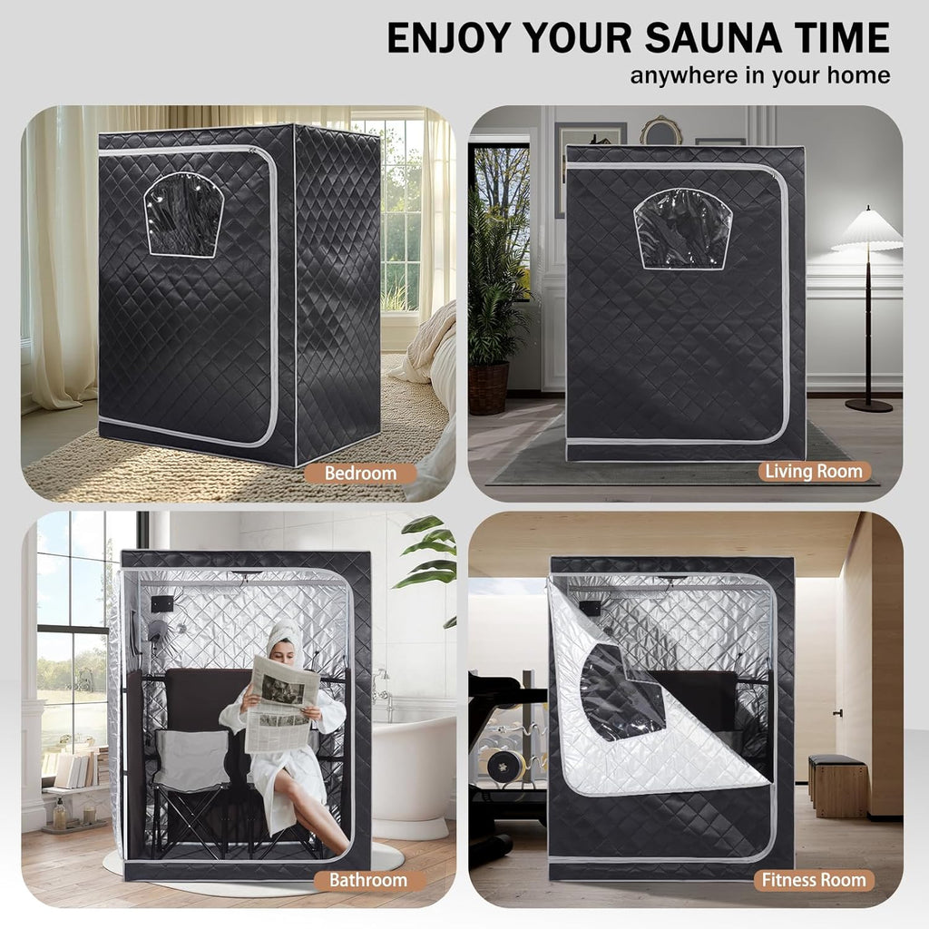 Portable Infrared Sauna for Home Spa 2 Person Full Size Personal Far Infrared Sauna Box with 2 Foldable