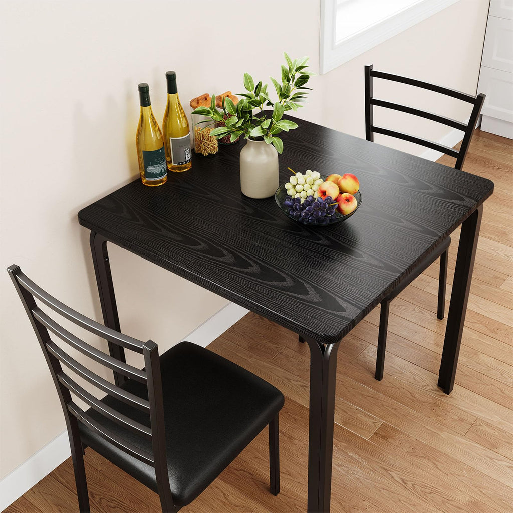 3-Piece Kitchen Dining Room Table Chair Set for Small Space, Indoor Modern Dinette Set for 2, Square Dinner Table Set