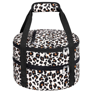 Round Double Insulated Casserole Carrier 12" Portable Pie Tote, Leopard