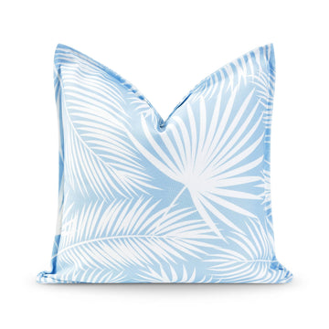 Coastal Hampton Style Patio Indoor Outdoor Pillow Cover Only, 20"x20" Water Resistant for Backyard, Couch, Baby Blue