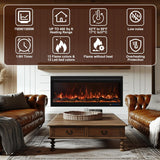 42 Inch Smart Wall Mount & in Wall Recessed Electric Fireplace Insert,App Control