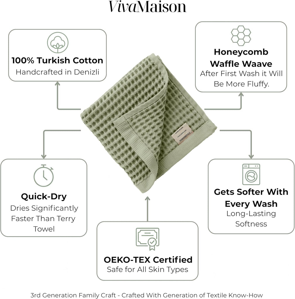 Premium Waffle Bath Sheet Towels Pack of 2 Extra Large 35x71 inch - 100% Turkish Cotton, Waffle Weave, Quick Dry