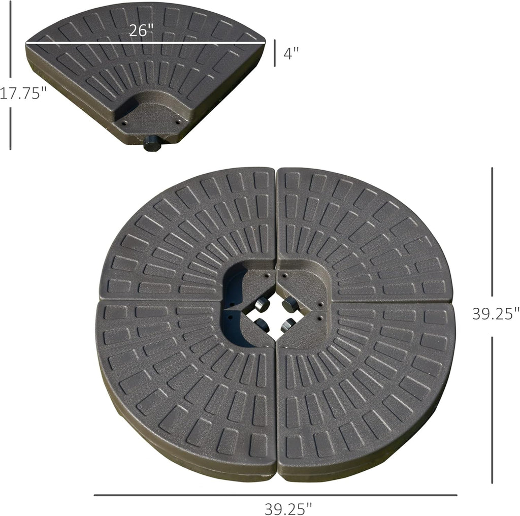 4 Pieces Cantilever Patio Umbrella Base, Fan Shaped Umbrella Weight w/Built-in Handles & Rugged Material